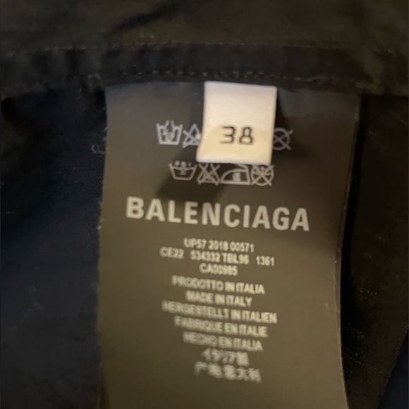 BALENCIAGA Black /Gold Logo Cotton Button Down Short Sleeve Shirt - Picture 6 of 8